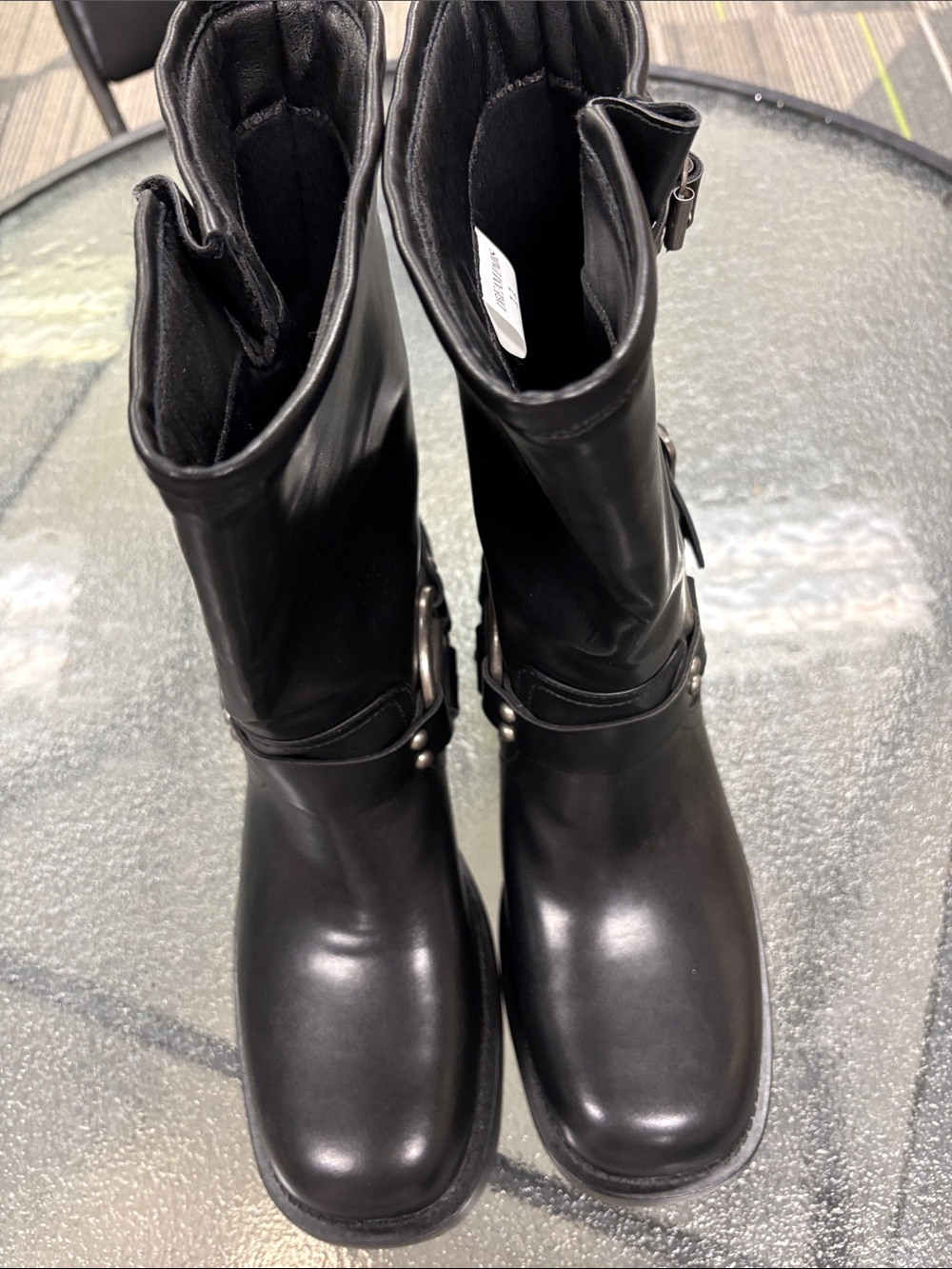 Dream Pairs Black Mid-Calf Moto Harness Boots